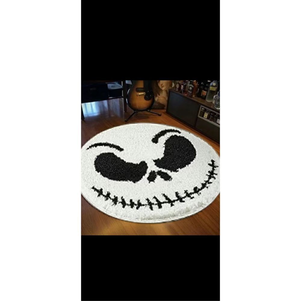 🔥👻Large Ghost Face Print carpet Round non slip plush rug